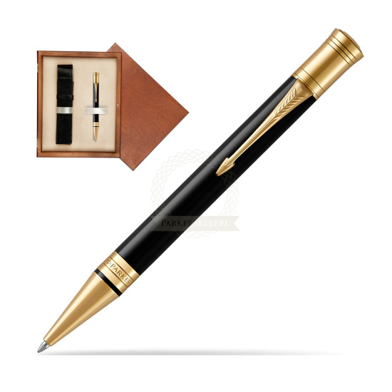 Parker Duofold Classic Black GT Ballpoint Pen in single wooden box Mahogany Single Ecru