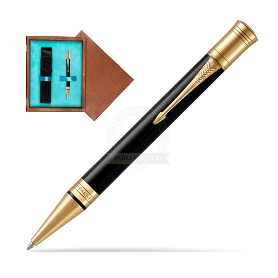 Parker Duofold Classic Black GT Ballpoint Pen in single wooden box Mahogany Single Turquoise 