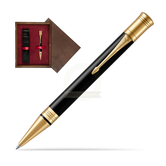 Parker Duofold Classic Black GT Ballpoint Pen in single wooden box Wenge Single Maroon