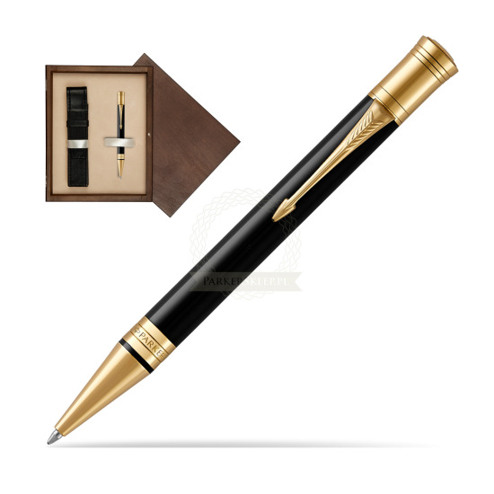 Parker Duofold Classic Black GT Ballpoint Pen in single wooden box Wenge Single Ecru