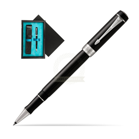 Parker Duofold Classic Black CT Rollerball Pen in single wooden box Black Single Turquoise