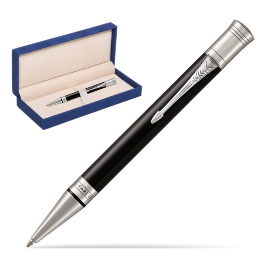 Parker Duofold Classic Black CT Ballpoint Pen in suede box navy blue