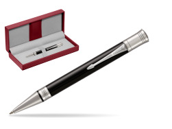 Parker Duofold Classic Black CT Ballpoint Pen in the red leather box