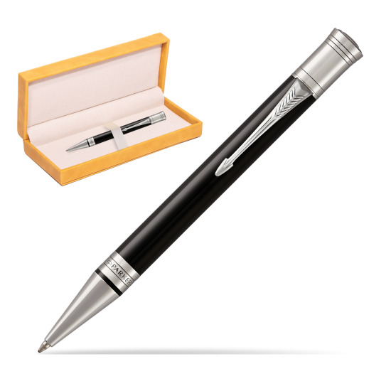 Parker Duofold Classic Black CT Ballpoint Pen in suede box yellow