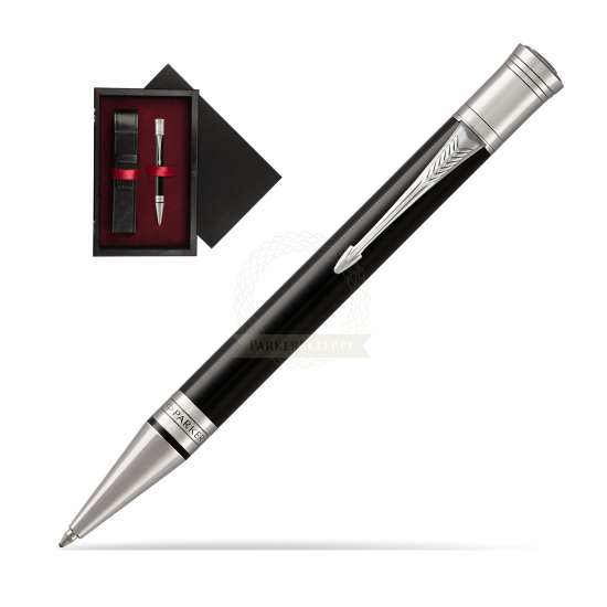 Parker Duofold Classic Black CT Ballpoint Pen in single wooden box Black Single Maroon