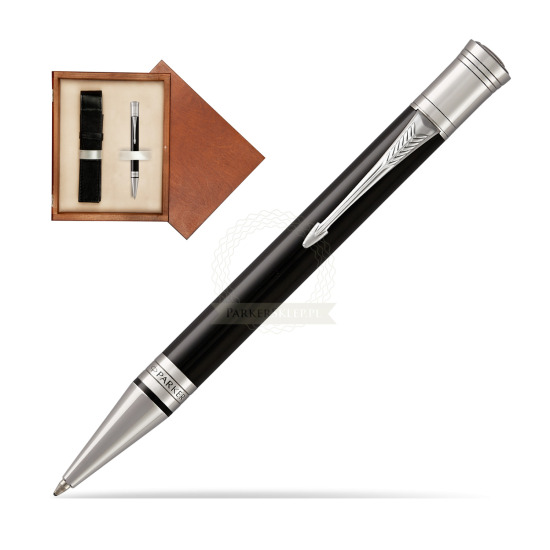 Parker Duofold Classic Black CT Ballpoint Pen in single wooden box Mahogany Single Ecru