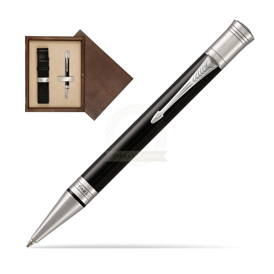 Parker Duofold Classic Black CT Ballpoint Pen in single wooden box Wenge Single Ecru
