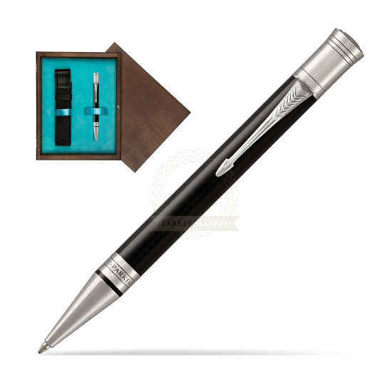 Parker Duofold Classic Black CT Ballpoint Pen in single wooden box Wenge Single Turquoise 
