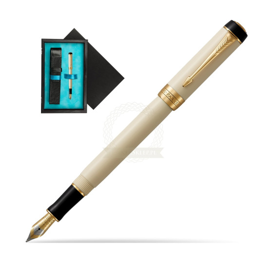Parker Duofold Classic Ivory & Black International GT Penna Stilografica in single wooden box Black Single Turquoise