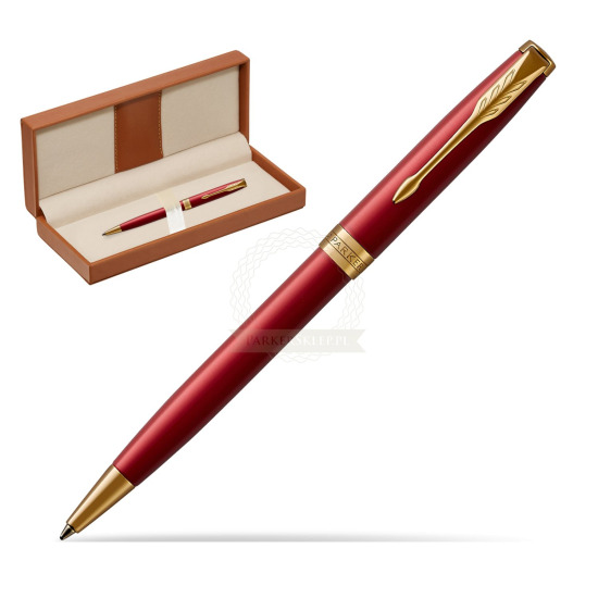 Parker Sonnet Intense Red Lacquer GT Penna a Sfera  in classic box brown