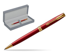 Parker Sonnet Intense Red Lacquer GT Penna a Sfera in suede box grey