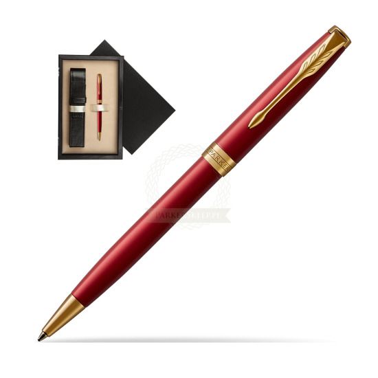 Parker Sonnet Intense Red Lacquer GT Penna a Sfera in single wooden box Wenge Single Ecru