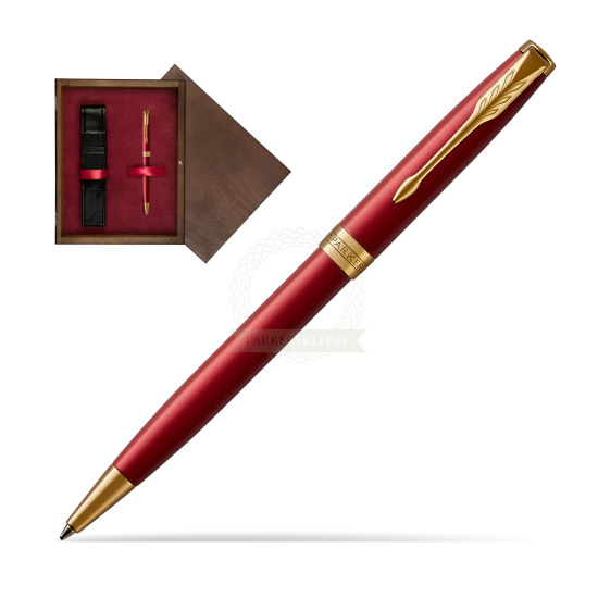 Parker Sonnet Intense Red Lacquer GT Penna a Sfera in single wooden box Wenge Single Maroon