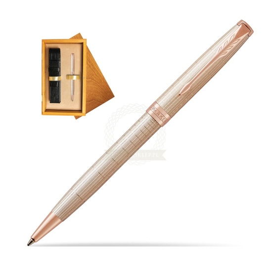Parker Sonnet Ciselé Silver PGT Kugelschreiber in single wooden box Honey Single Ecru