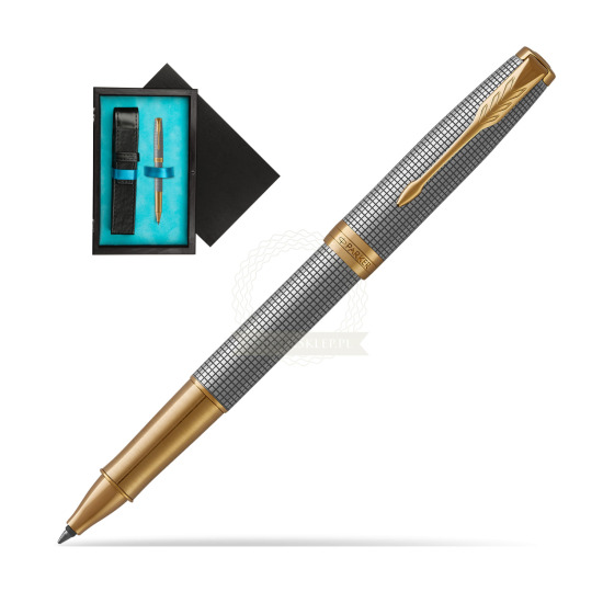 Parker Sonnet Ciselé Silver GT Rollerball Pen in single wooden box Black Single Turquoise