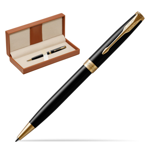 Parker Sonnet Black Lacquer GT Penna a Sfera  in classic box brown