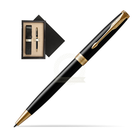 Parker Sonnet Black Lacquer GT Penna a Sfera in single wooden box Wenge Single Ecru