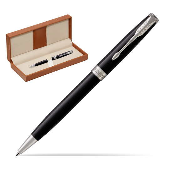 Parker Sonnet Black Lacquer CT Ballpoint Pen  in classic box brown