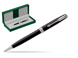 Parker Sonnet Black Lacquer CT Ballpoint Pen in the green leather box