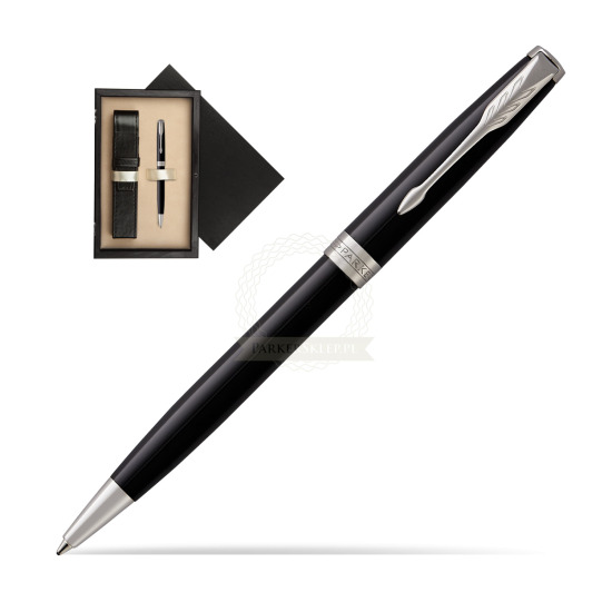 Parker Sonnet Black Lacquer CT Ballpoint Pen in single wooden box Wenge Single Ecru