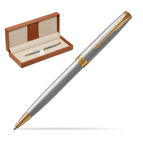 Parker Sonnet Stainless Steel GT Penna a Sfera  in classic box brown