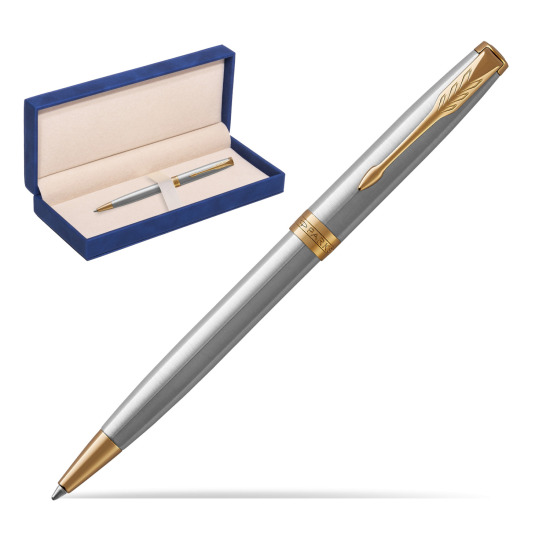 Parker Sonnet Stainless Steel GT Penna a Sfera in suede box navy blue