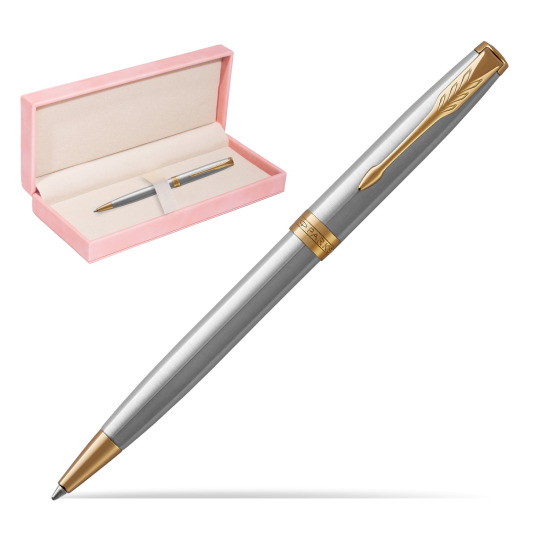 Parker Sonnet Stainless Steel GT Penna a Sfera in suede box pink