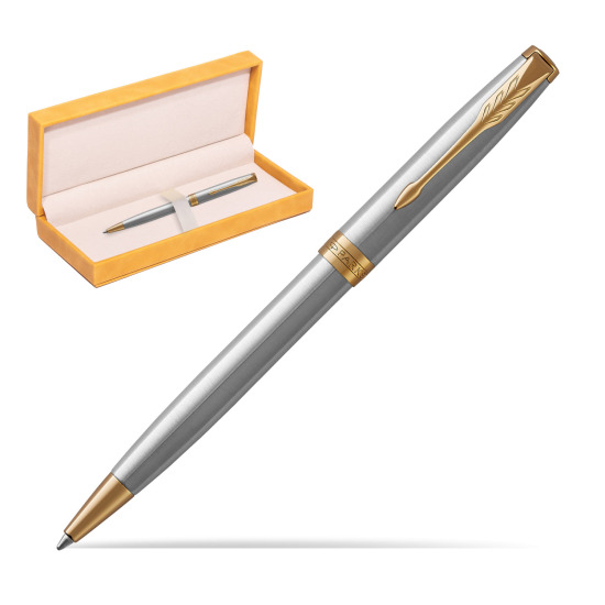 Parker Sonnet Stainless Steel GT Penna a Sfera in suede box yellow