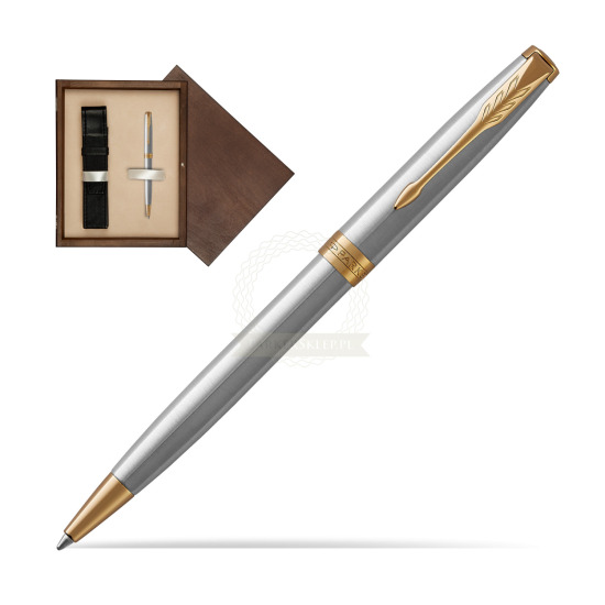 Parker Sonnet Stainless Steel GT Penna a Sfera in single wooden box Wenge Single Ecru