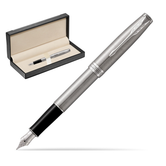Parker Sonnet Stainless Steel CT Fountain Pen in classic box black