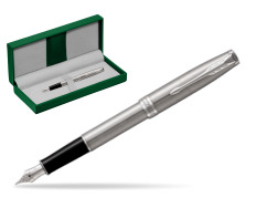 Parker Sonnet Stainless Steel CT Fountain Pen in the green leather box