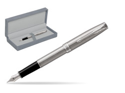 Parker Sonnet Stainless Steel CT Fountain Pen in suede box grey