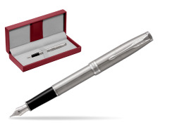 Parker Sonnet Stainless Steel CT Fountain Pen in the red leather box