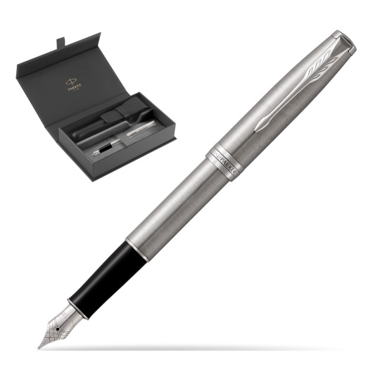 Parker Sonnet Stainless Steel CT Fountain Pen in original Parker box, closed case