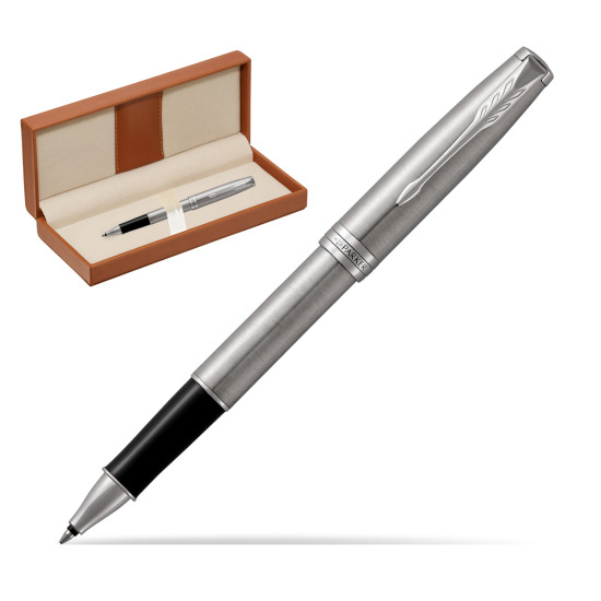 Parker Sonnet Stainless Steel CT Penna Rollerball  in classic box brown