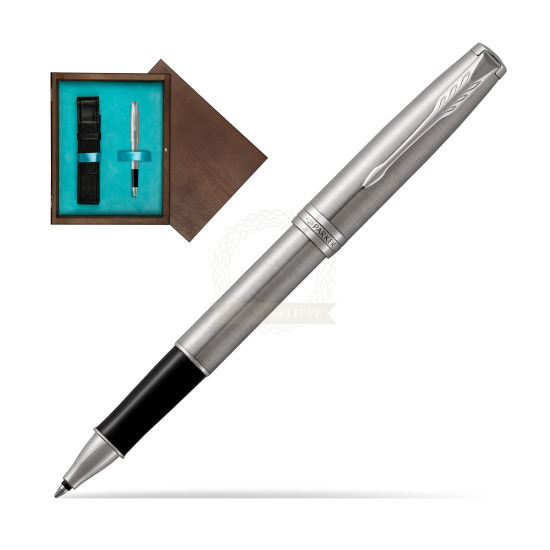Parker Sonnet Stainless Steel CT Penna Rollerball in single wooden box Wenge Single Turquoise 