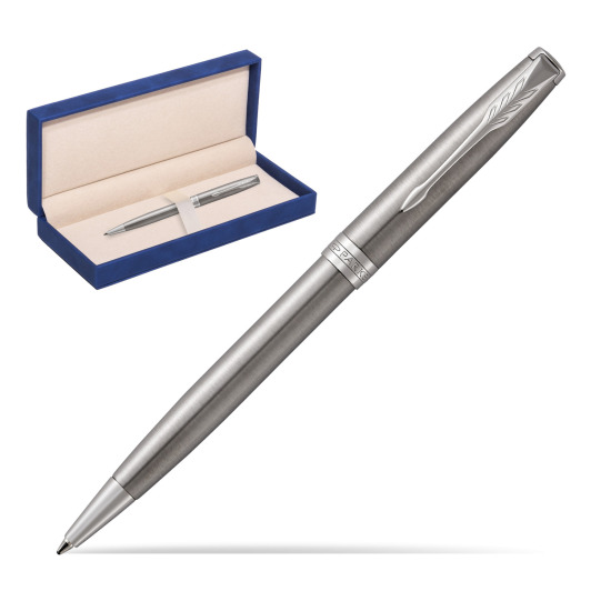 Parker Sonnet Stainless Steel CT Penna a Sfera in suede box navy blue