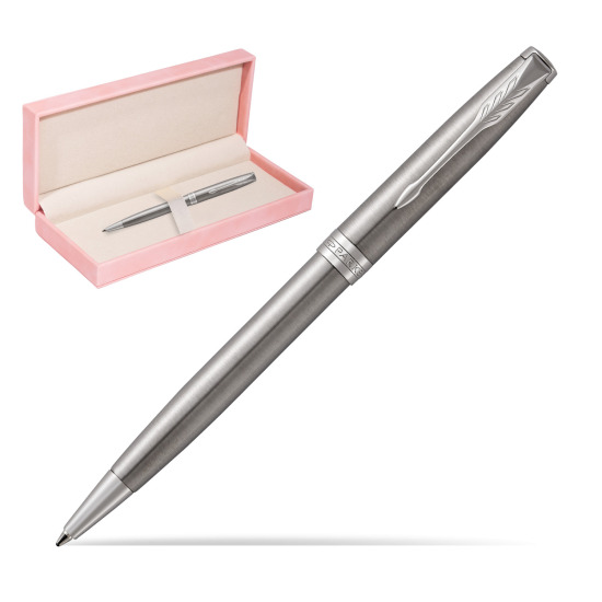 Parker Sonnet Stainless Steel CT Penna a Sfera in suede box pink