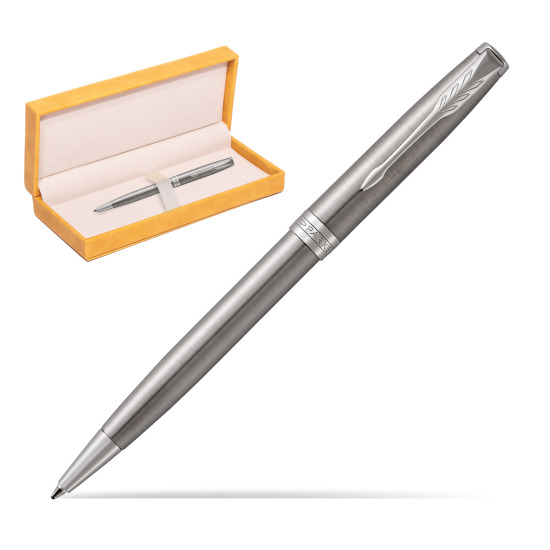Parker Sonnet Stainless Steel CT Penna a Sfera in suede box yellow