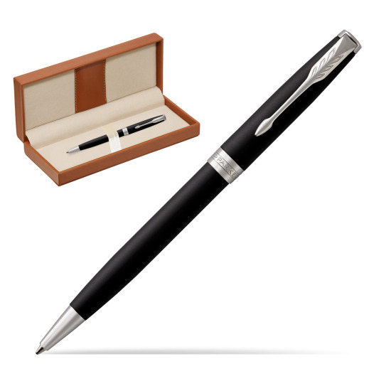 Parker Sonnet Matte Black Lacquer CT Penna a Sfera  in classic box brown
