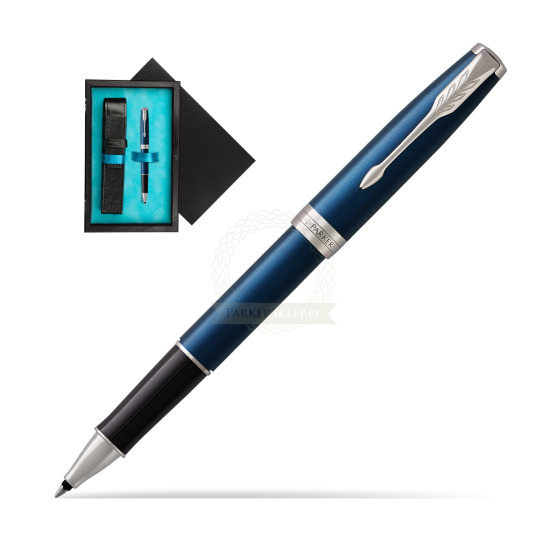 Parker Sonnet Subtle Blue CT Rollerball Pen in single wooden box Black Single Turquoise