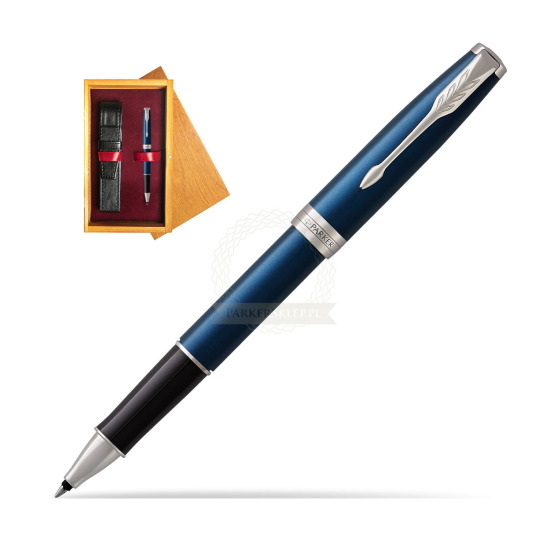 Parker Sonnet Subtle Blue CT Rollerball Pen in single wooden box Honey Single Maroon