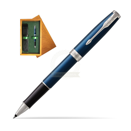 Parker Sonnet Subtle Blue CT Rollerball Pen in single wooden box Honey Single Green