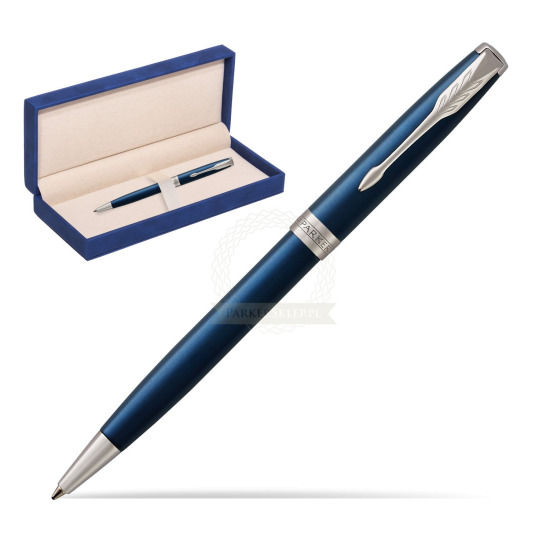 Parker Sonnet Subtle Blue CT Penna a Sfera in suede box navy blue