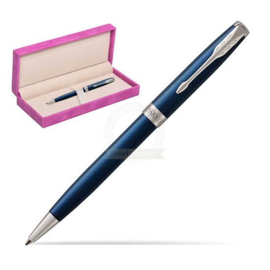 Parker Sonnet Subtle Blue CT Penna a Sfera in suede box fuchsia