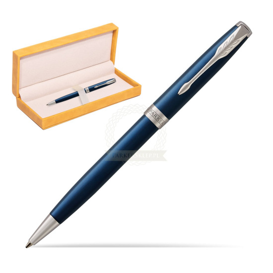 Parker Sonnet Subtle Blue CT Penna a Sfera in suede box yellow