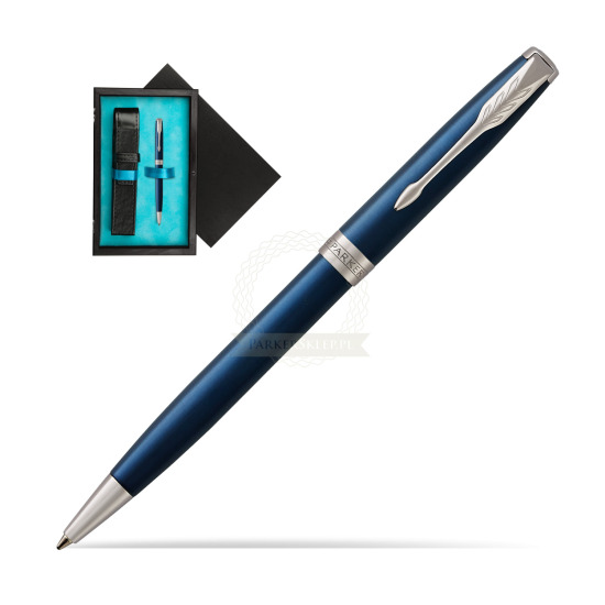 Parker Sonnet Subtle Blue CT Penna a Sfera in single wooden box Black Single Turquoise