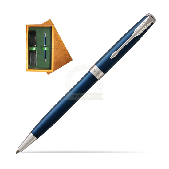 Parker Sonnet Subtle Blue CT Penna a Sfera in single wooden box Honey Single Green