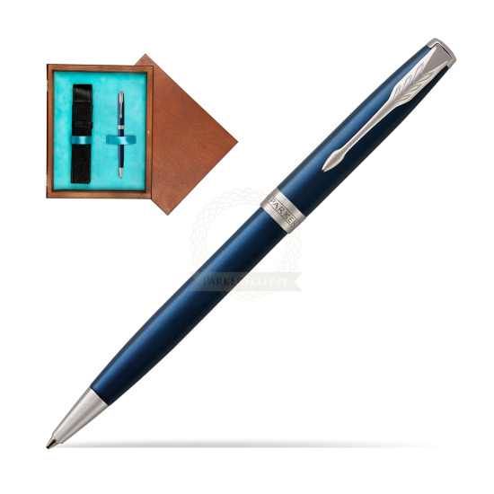 Parker Sonnet Subtle Blue CT Penna a Sfera in single wooden box Mahogany Single Turquoise 