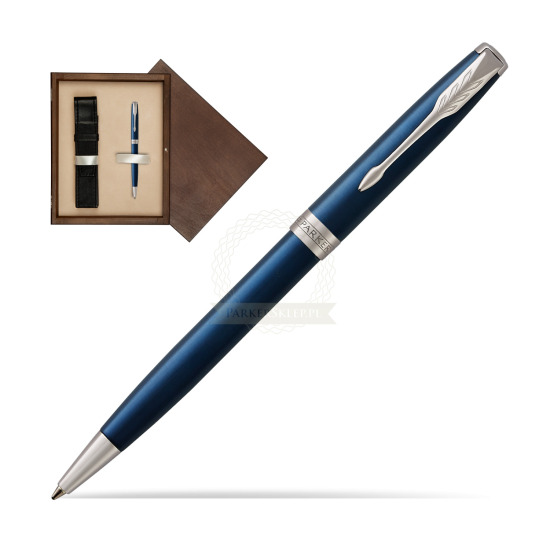 Parker Sonnet Subtle Blue CT Penna a Sfera in single wooden box Wenge Single Ecru
